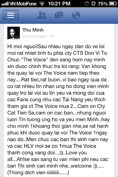 Thu Minh chính thức xác nhận rời "ghế nóng" The Voice 1