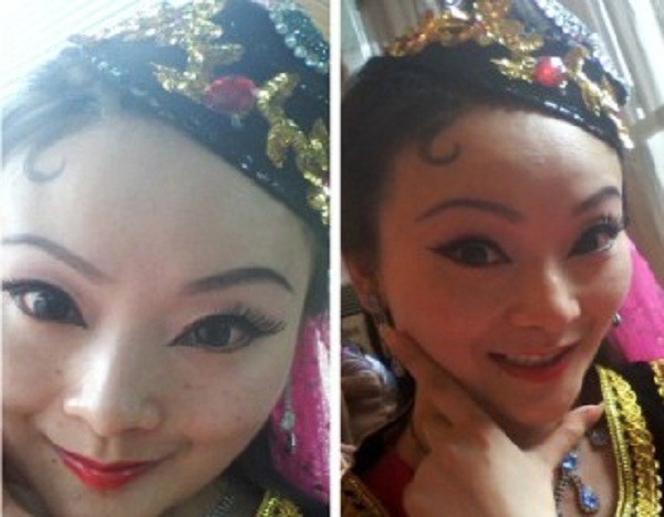 3 c&ocirc; g&aacute;i cằm nhọn hoắt, mắt to đ&ugrave;ng kỳ dị 9