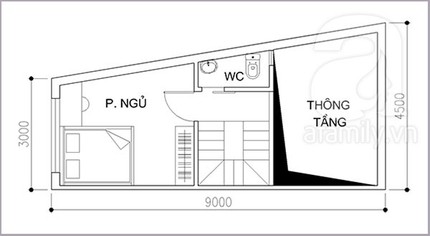 Thiết kế nh&agrave; 34m&sup2; kh&ocirc;ng vu&ocirc;ng vắn 2