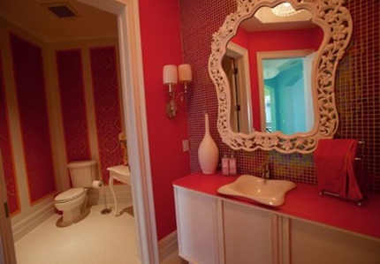 6 cách bài trí phòng tắm ấn tượng với gam màu đỏ 5