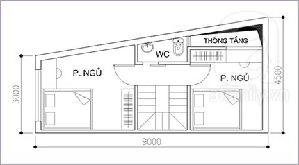 Thiết kế nh&agrave; 34m&sup2; kh&ocirc;ng vu&ocirc;ng vắn 3