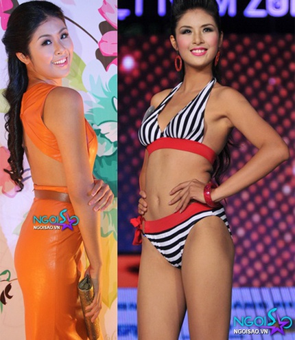 Hoa hậu Ngọc H&acirc;n "mũm mĩm" trong những bộ v&aacute;y lộng lẫy 3