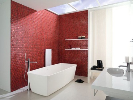 6 cách bài trí phòng tắm ấn tượng với gam màu đỏ 2