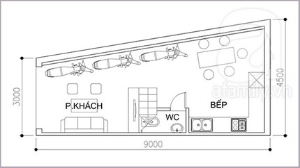Thiết kế nh&agrave; 34m&sup2; kh&ocirc;ng vu&ocirc;ng vắn 1