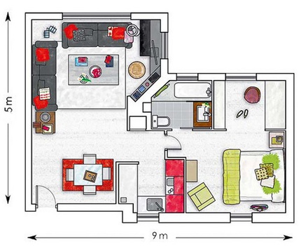 Hiện đại v&agrave; tiện nghi căn hộ 45m&sup2; 1