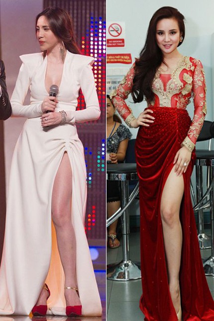 Sao Việt v&eacute;n v&aacute;y khoe ch&acirc;n kiểu Angelina 11